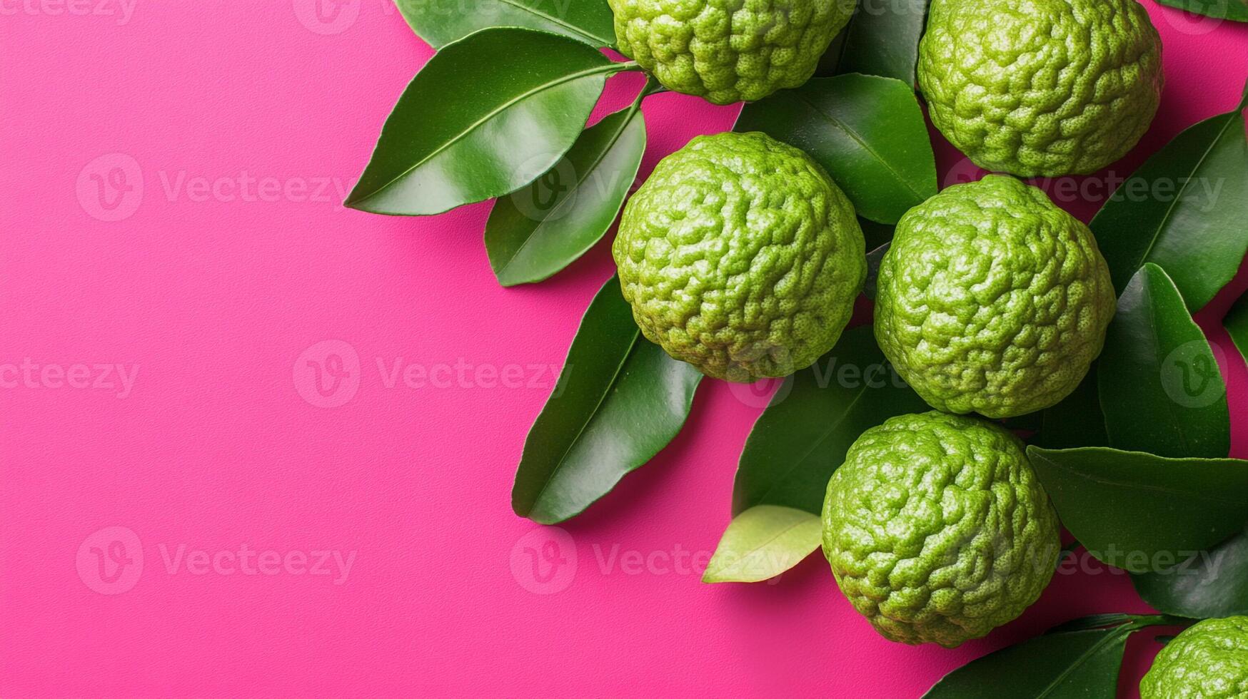 Bergamot on a vibrant background, top view photorealistic plant photo