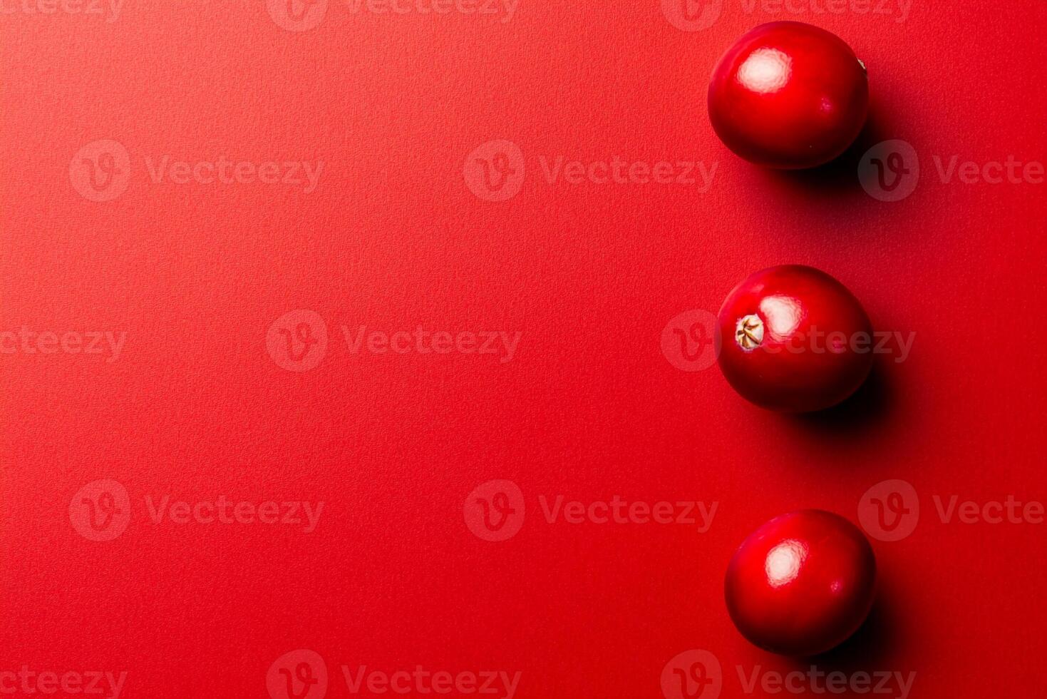 Cranberry on a vibrant background, photorealistic top view Cranberry plant photo