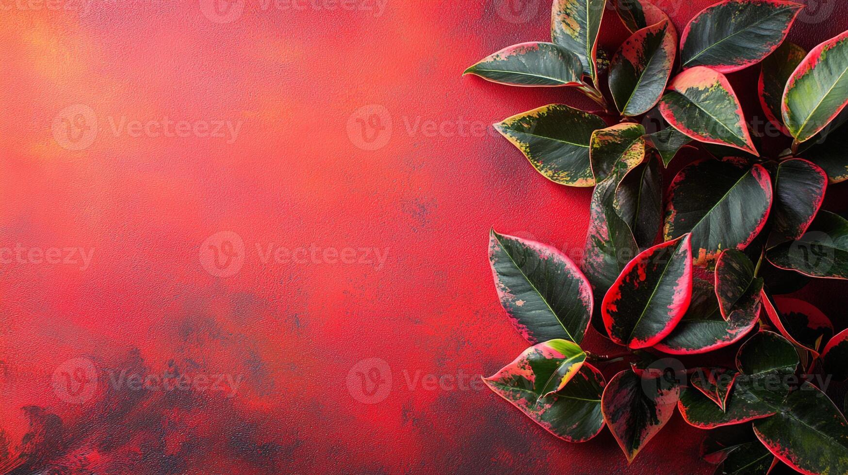 Top view photorealistic Croton, plant set on a vibrant background photo