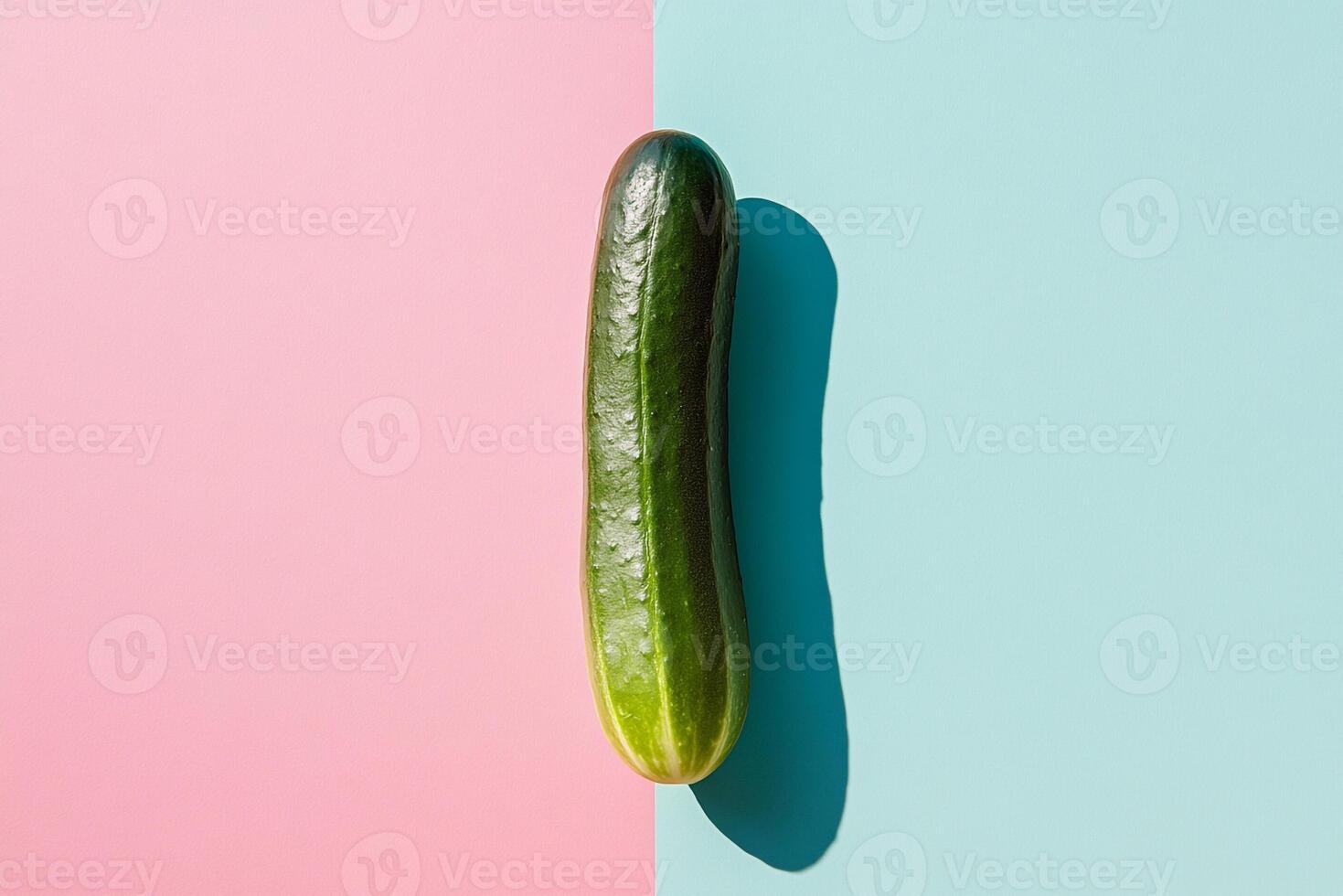Top view photorealistic Cucumber, plant set on a vibrant background photo