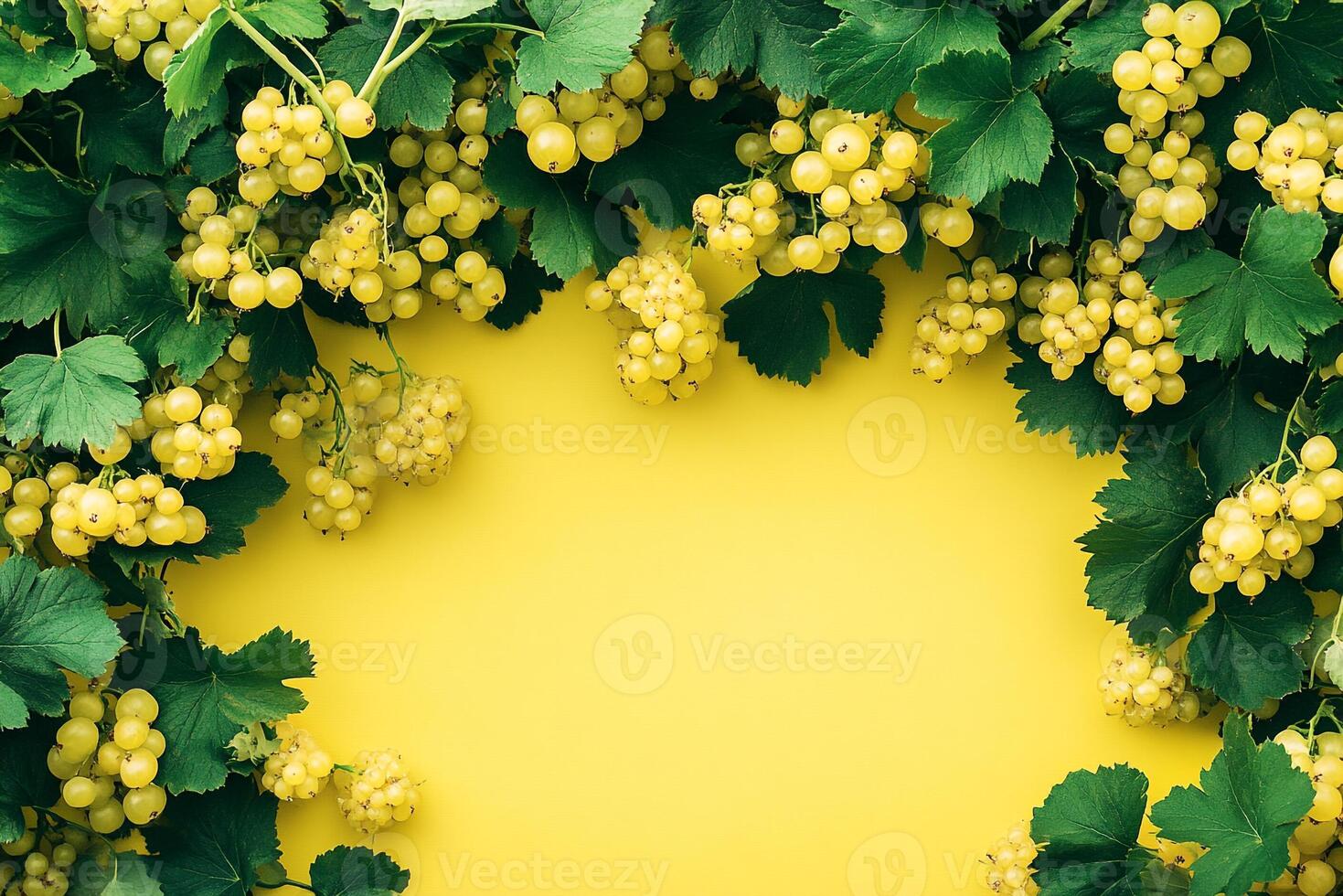 Top view photorealistic Currant Bush, plant set on a vibrant background photo