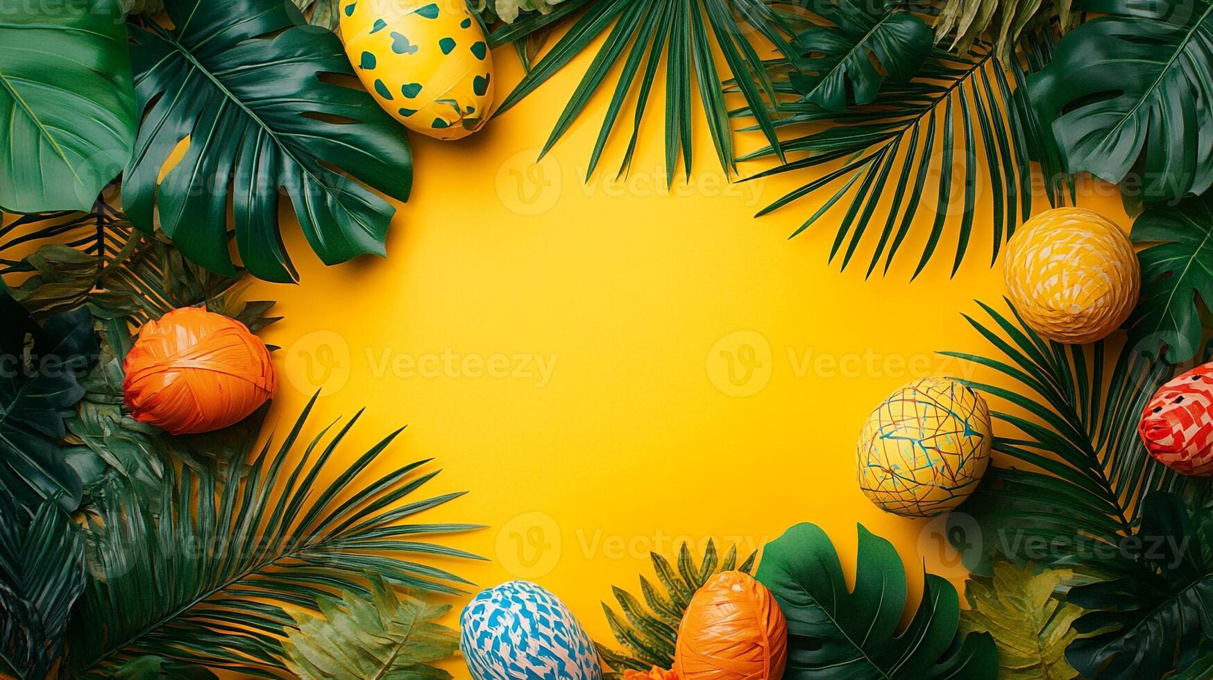 Top view Cyathea on a vibrant background, plant setting photo