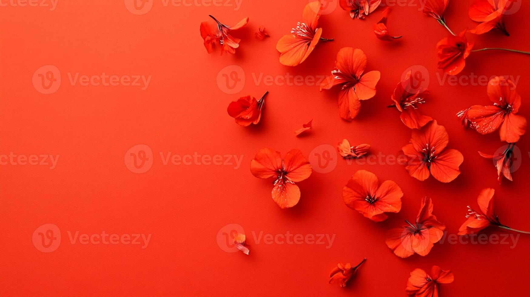 Geranium on a vibrant background, photorealistic top view Geranium flower photo