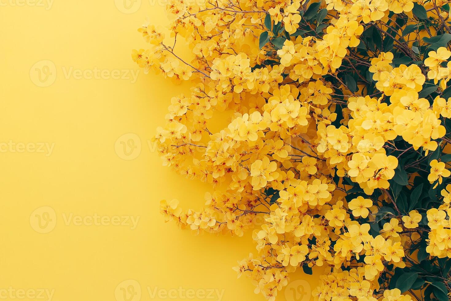 Top view Golden Rain Tree on a vibrant background, plant setting photo