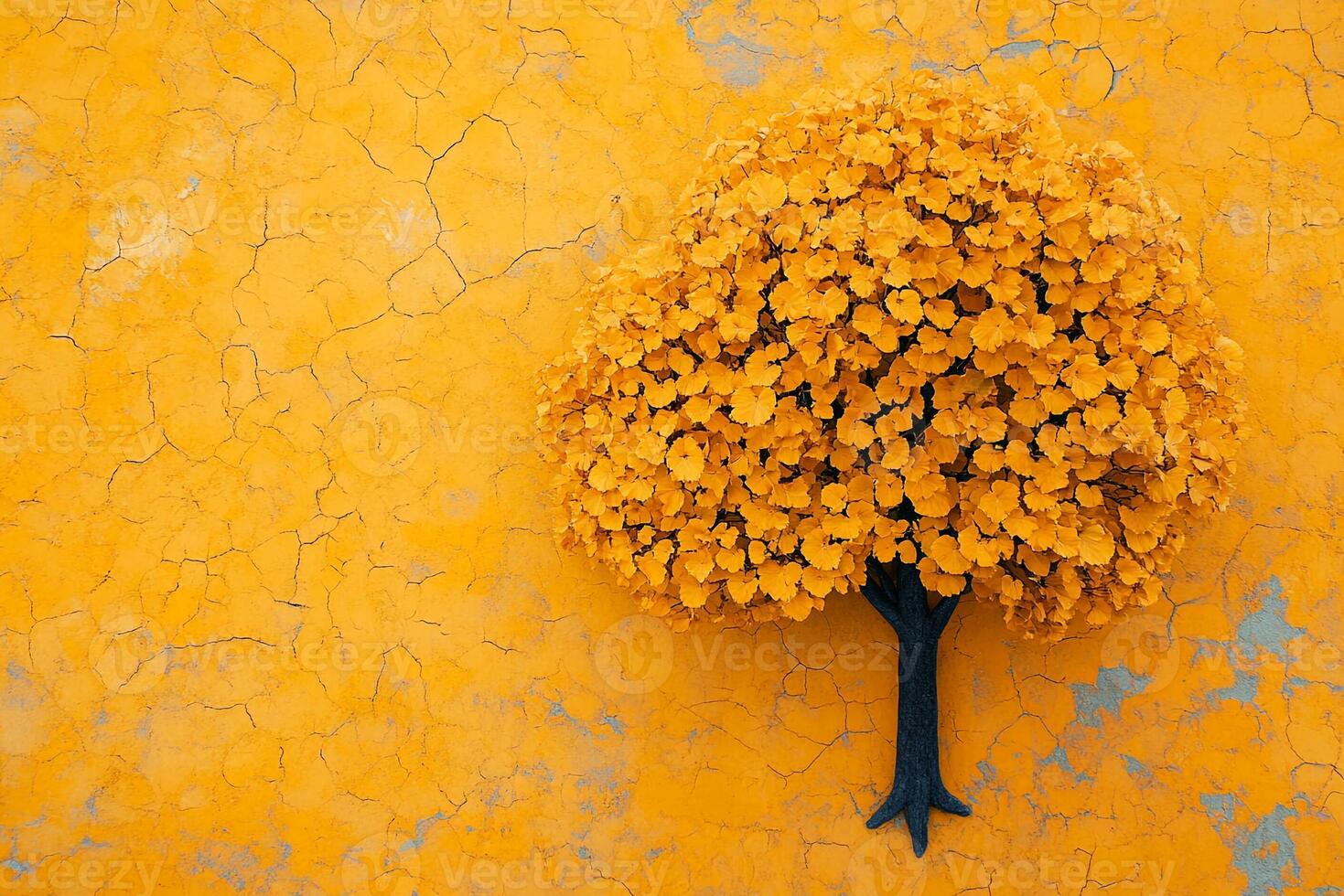 Top view photorealistic Golden Rain Tree, plant set on a vibrant background photo