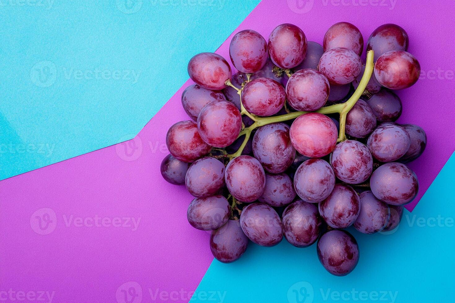 Top view photorealistic Grape, plant set on a vibrant background photo