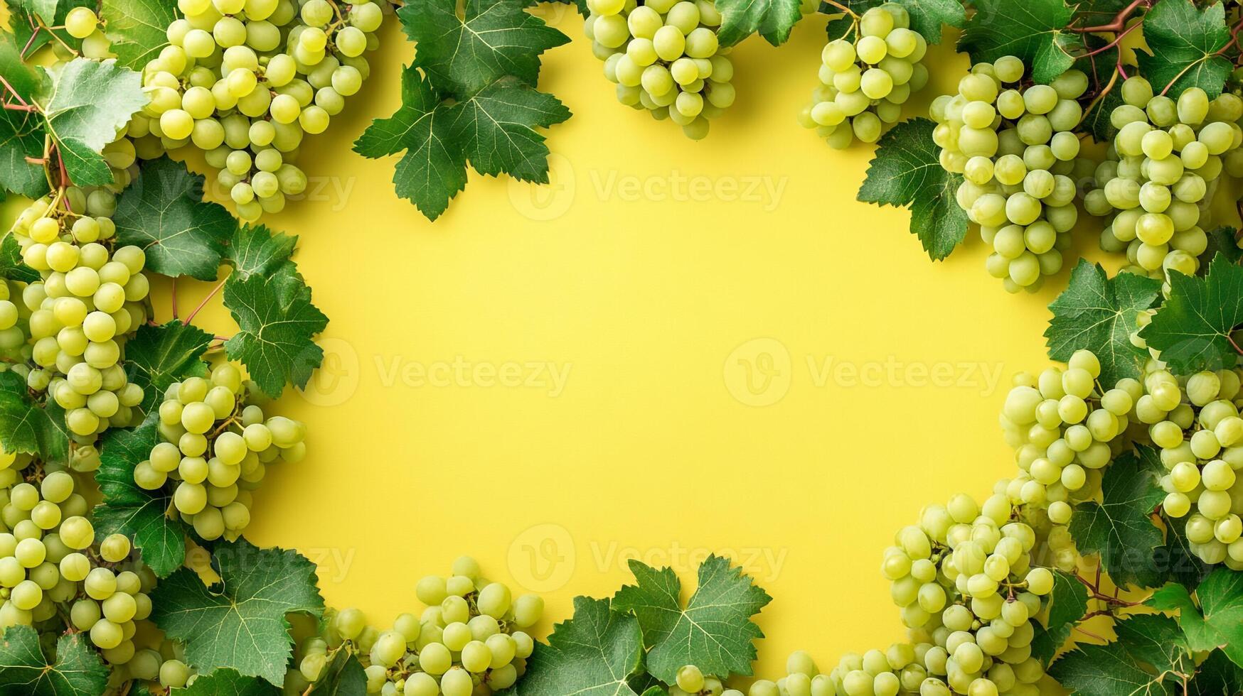 Grape Vine on a vibrant background, photorealistic top view Grape Vine plant photo