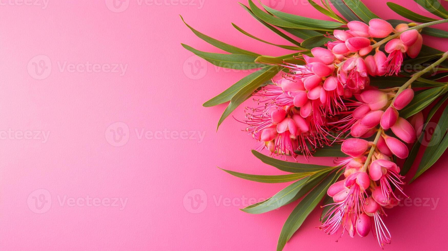 Top view Grevillea on a vibrant background, plant setting photo