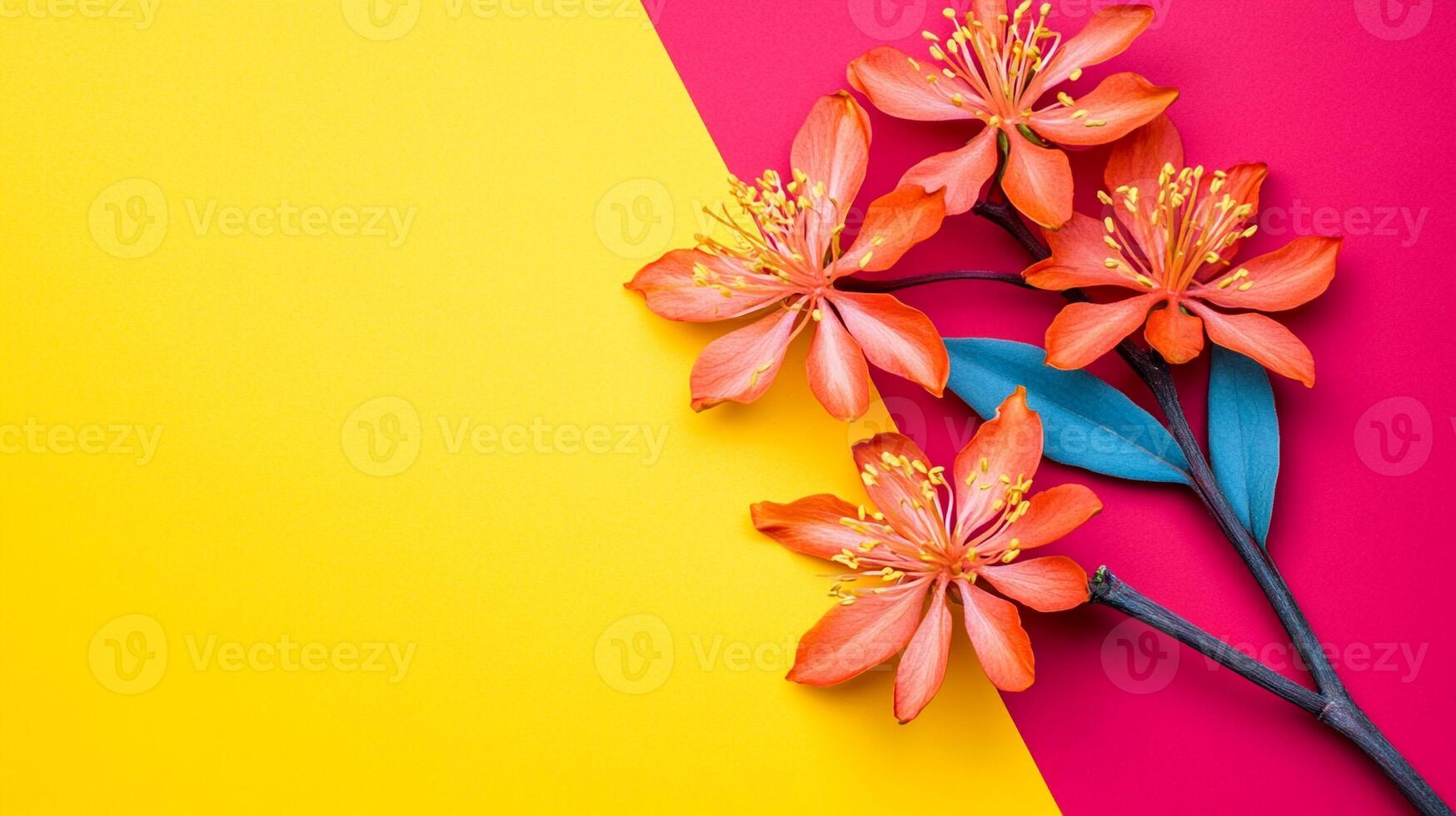 Top view Hamamelis on a vibrant background, plant setting photo