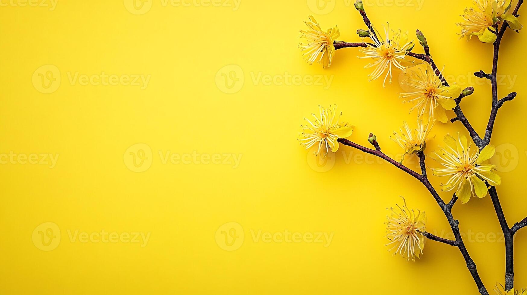 Top view Hamamelis virginiana on a vibrant background, plant setting photo