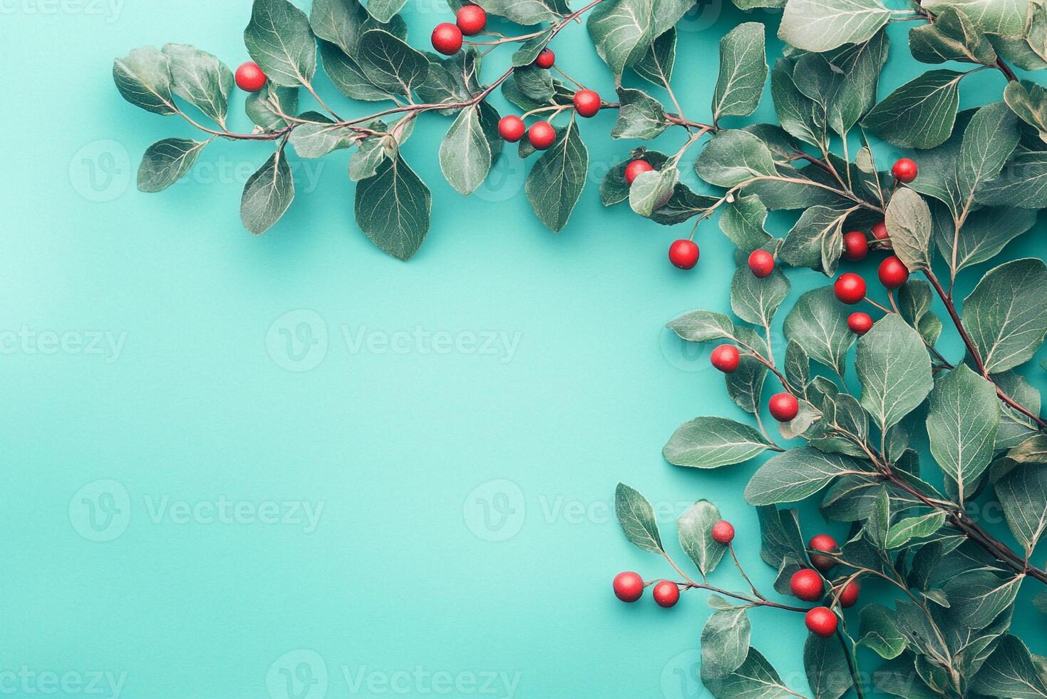 Top view photorealistic Hawthorn, plant set on a vibrant background photo