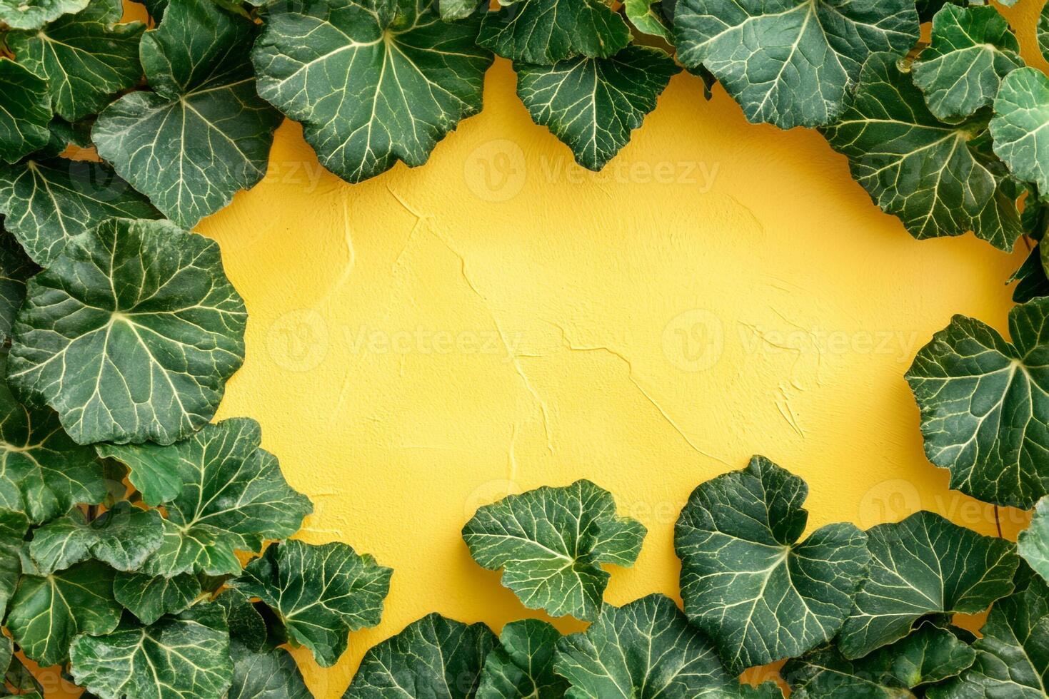 Top view photorealistic Ladys Mantle, flower set on a vibrant background photo