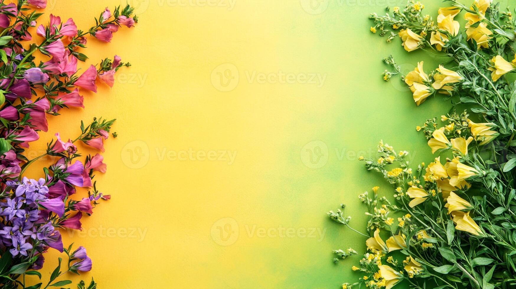 Top view photorealistic Penstemon, flower set on a vibrant background photo