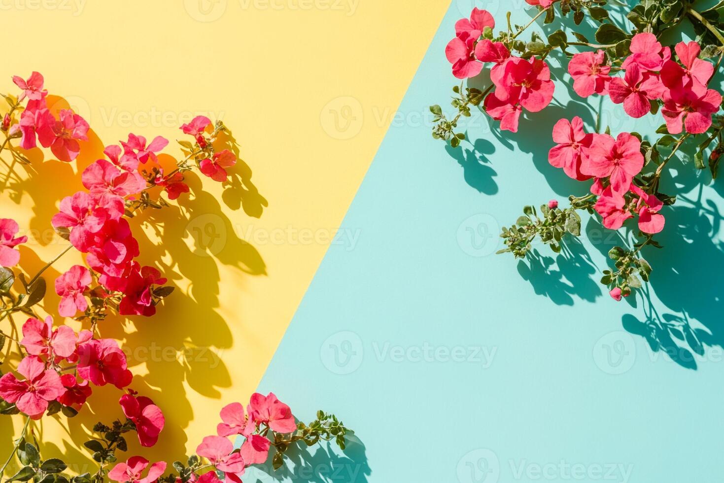 Top view Snapdragon on a vibrant background, flower setting photo