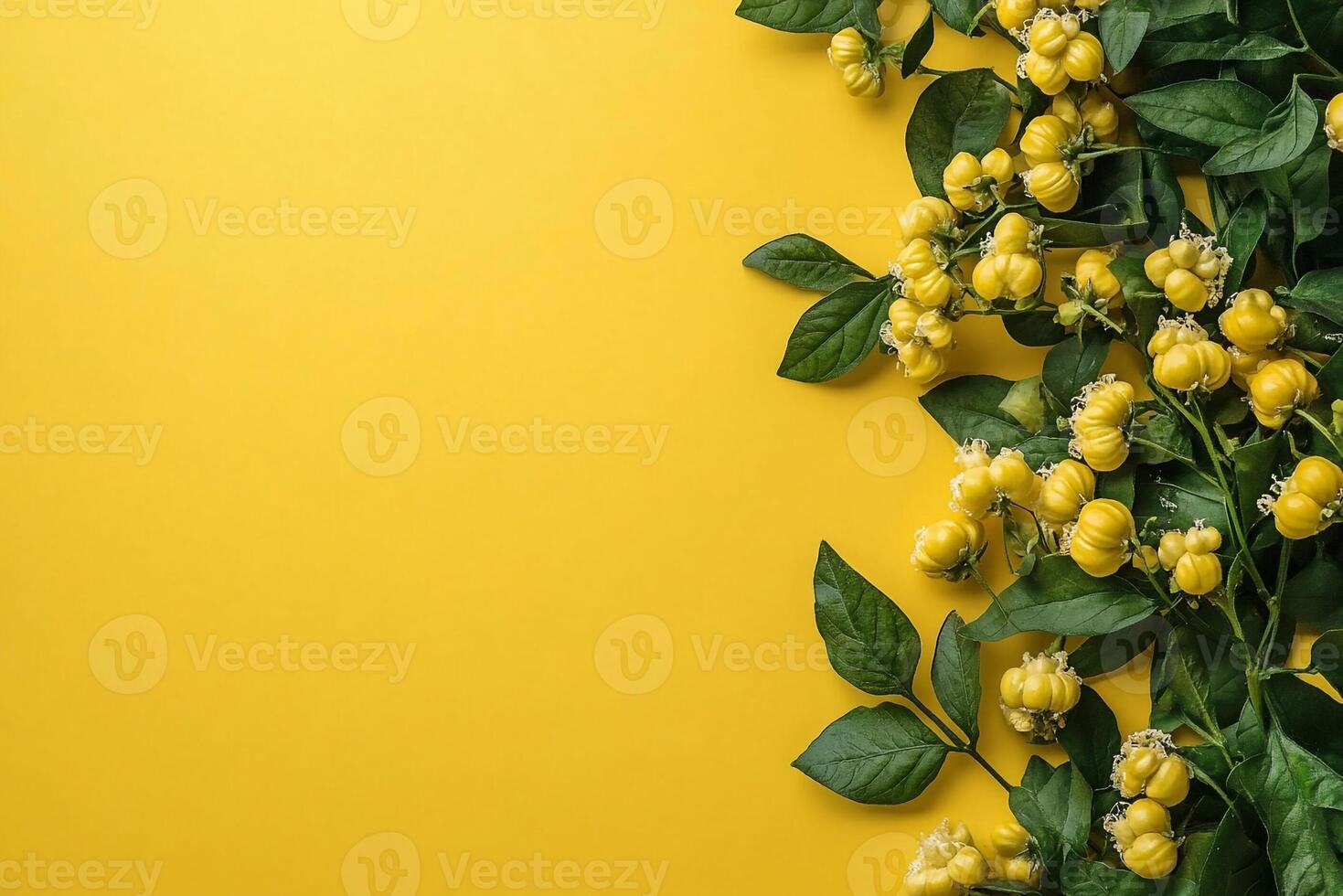 Top view photorealistic Solanum tuberosum, plant set on a vibrant background photo