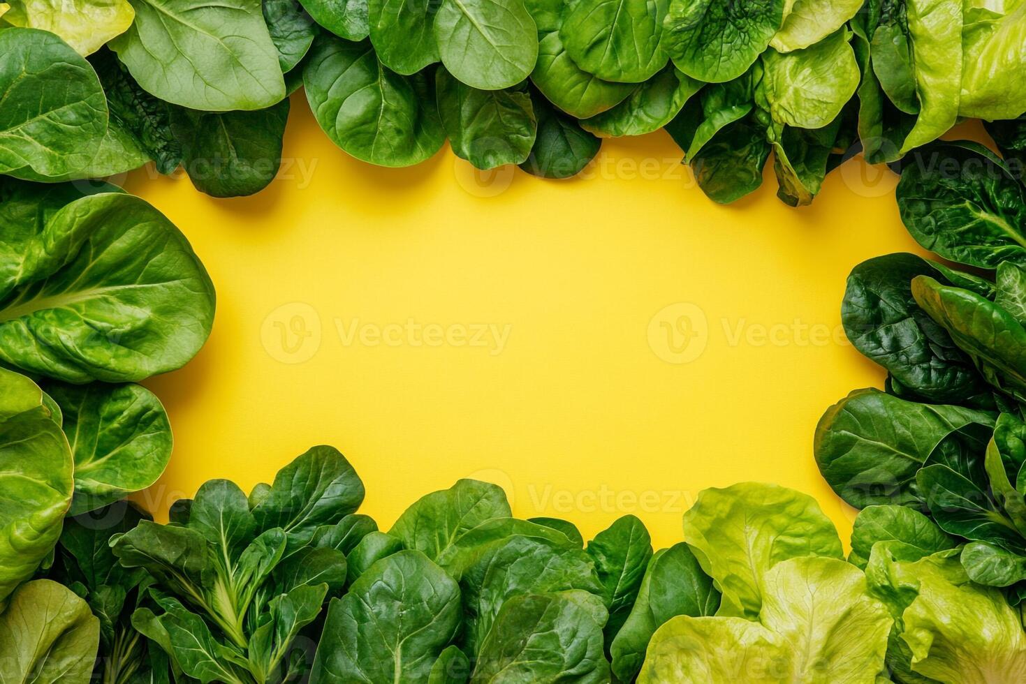 Sorrel on a vibrant background, top view photorealistic plant photo