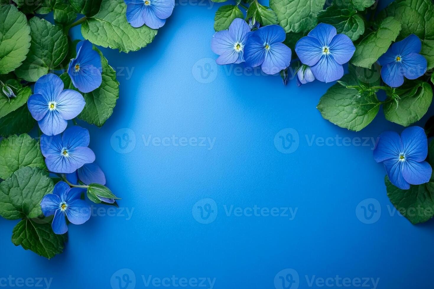 Speedwell on a vibrant background, photorealistic top view Speedwell flower photo