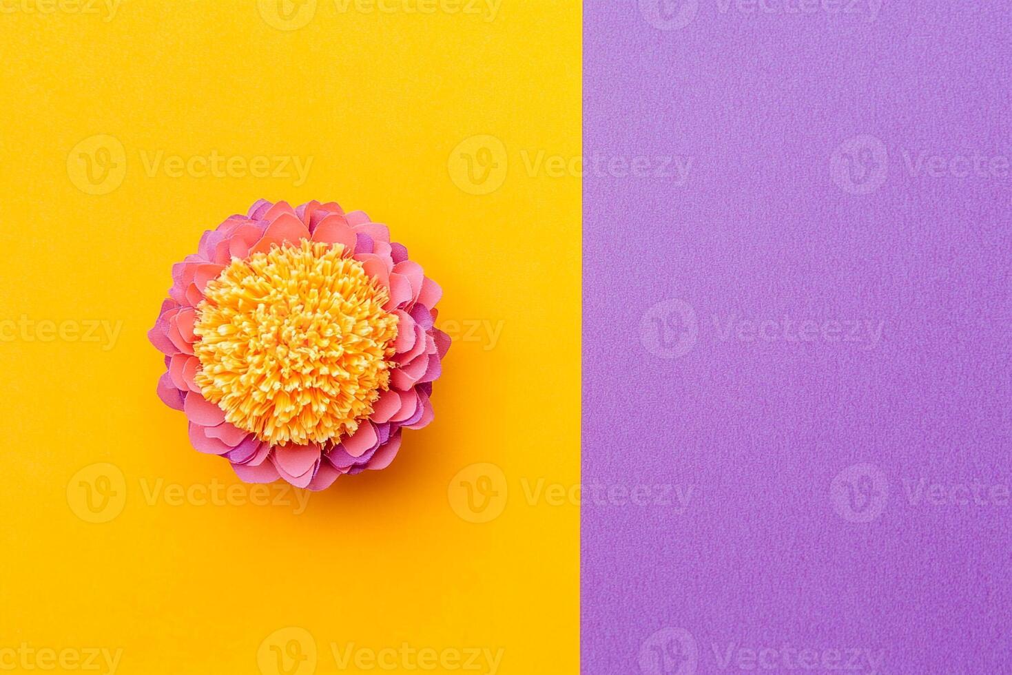 Statice on a vibrant background, top view photorealistic flower photo