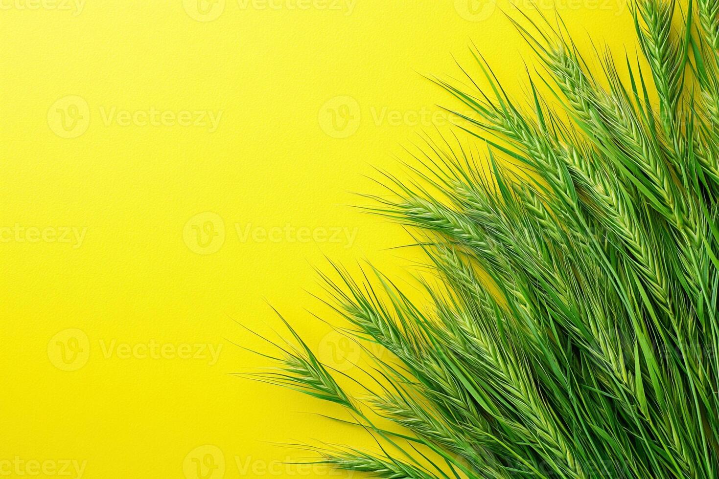Top view Stipa on a vibrant background, plant setting photo