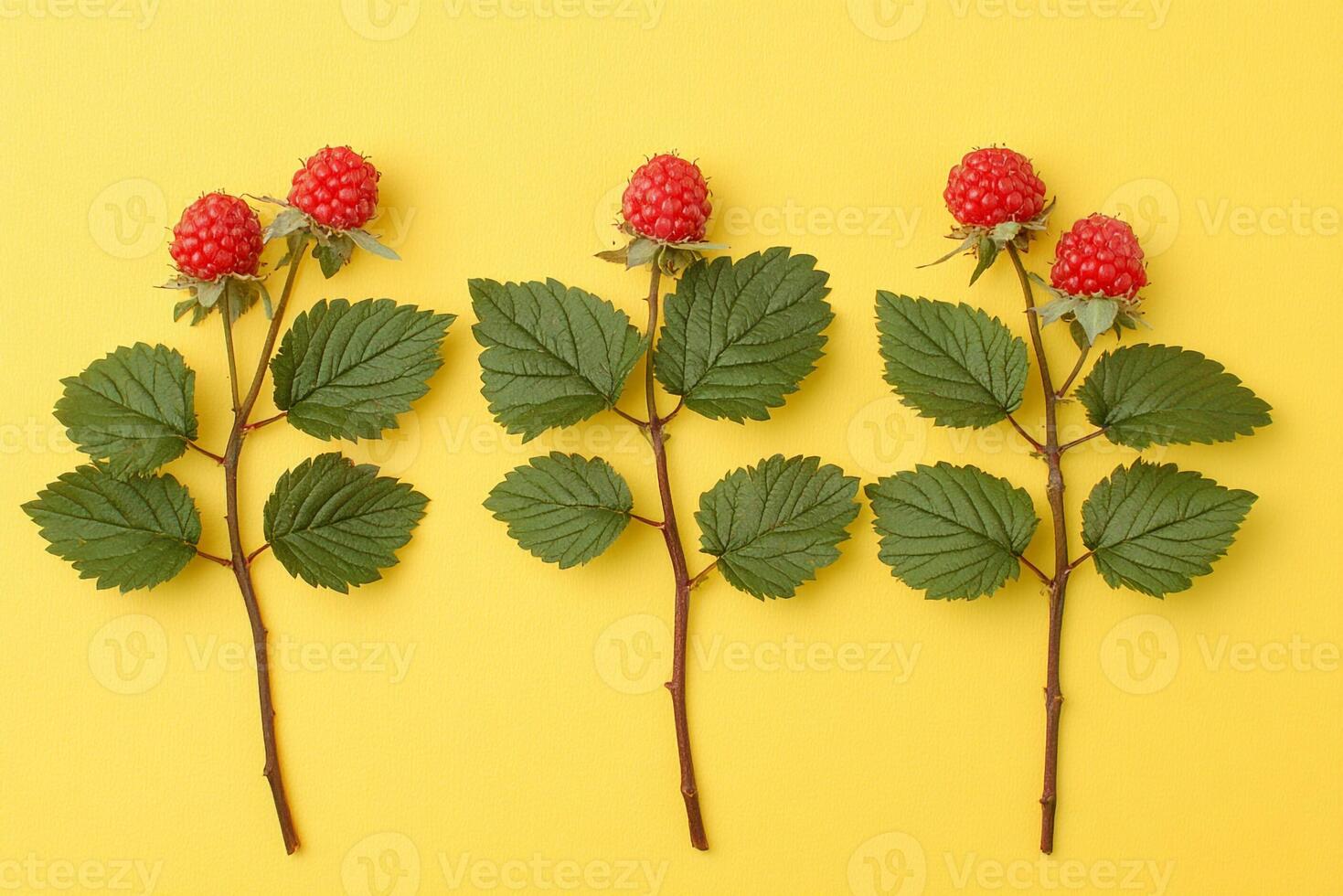 Tayberry on a vibrant background, top view photorealistic plant photo