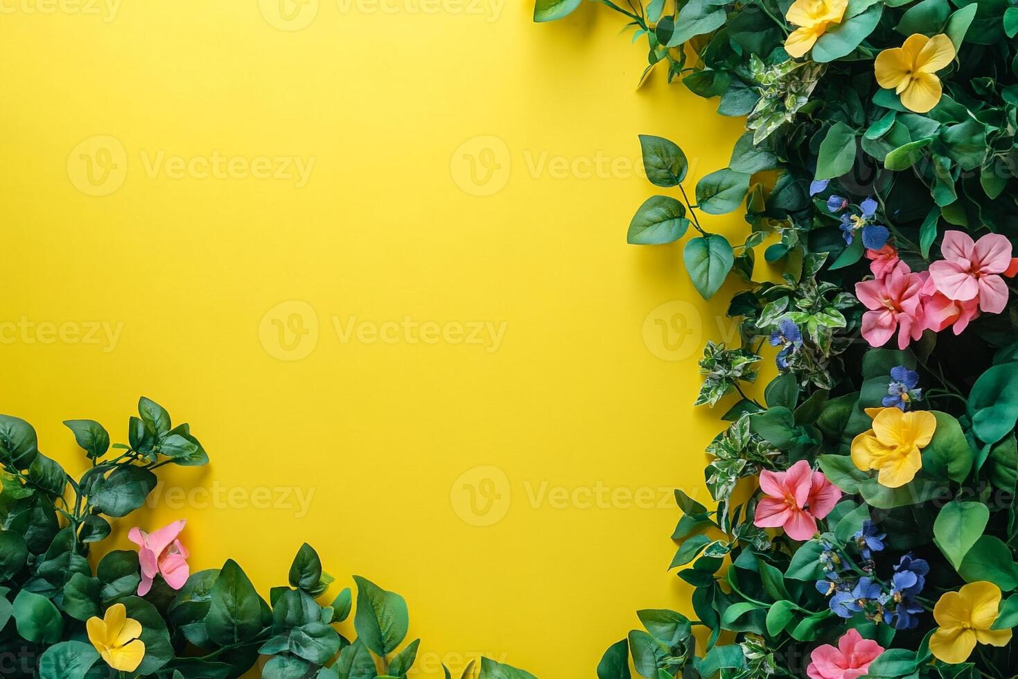 Torenia on a vibrant background, photorealistic top view Torenia plant photo