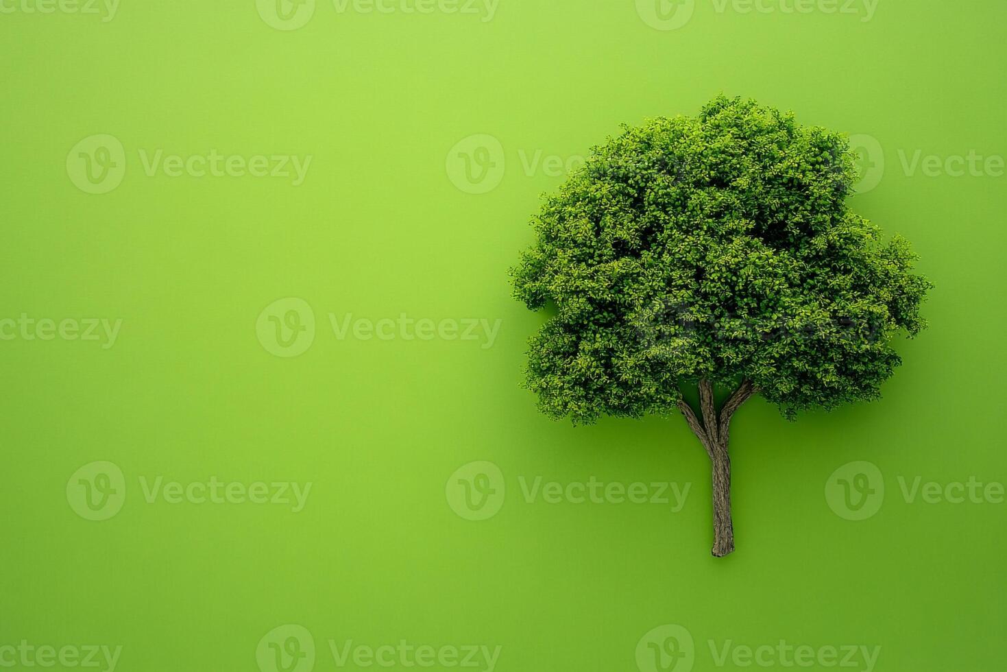 tree form on a vibrant background, top view photorealistic plant photo