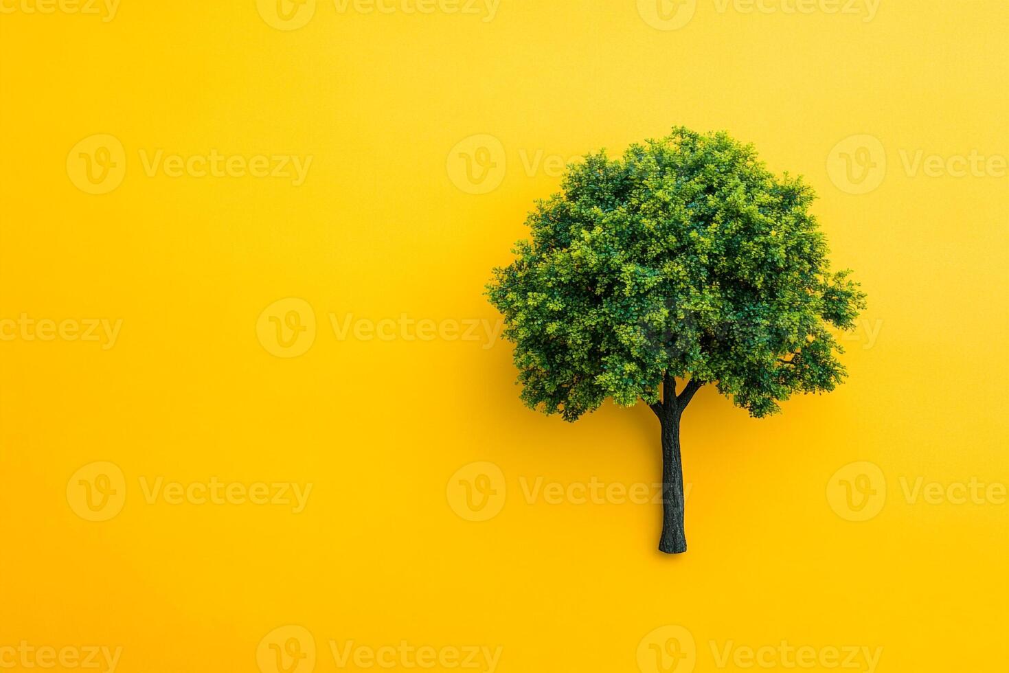 Top view photorealistic tree form, plant set on a vibrant background photo