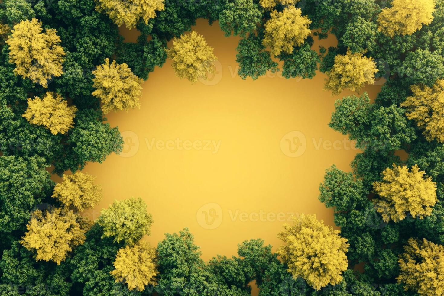 Trees on a vibrant background, top view photorealistic plant photo