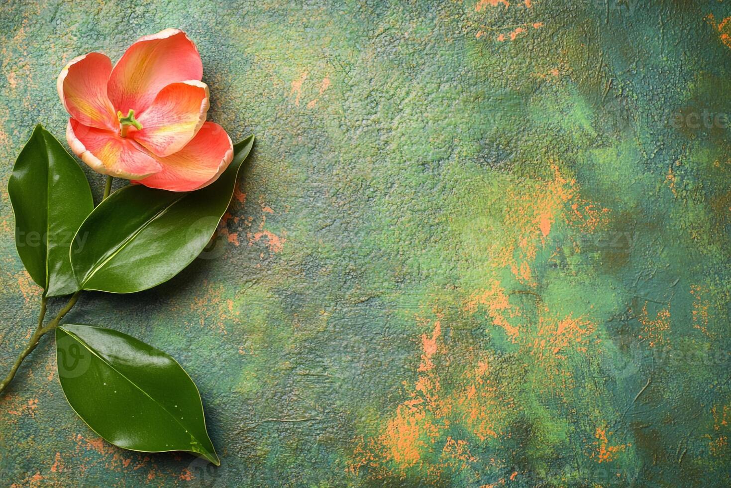 Tulip Tree on a vibrant background, top view photorealistic plant photo