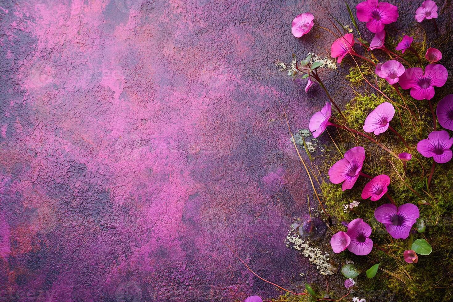Top view Utricularia on a vibrant background, plant setting photo