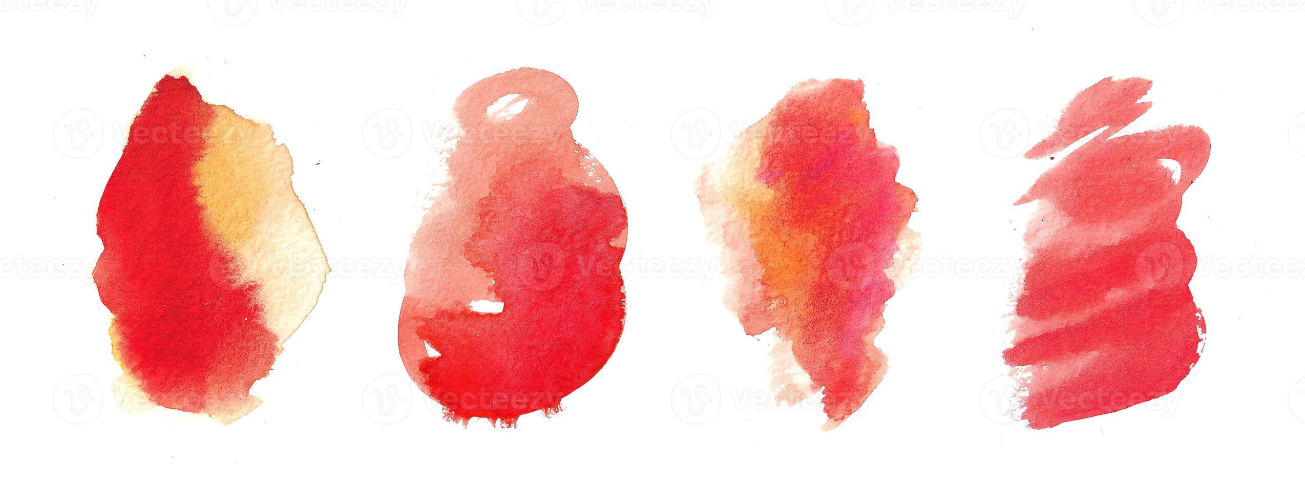 Bold red and orange watercolor swatches with vibrant pigment and artistic contrast, ideal for creative design, fiery accents, or modern abstract visuals photo