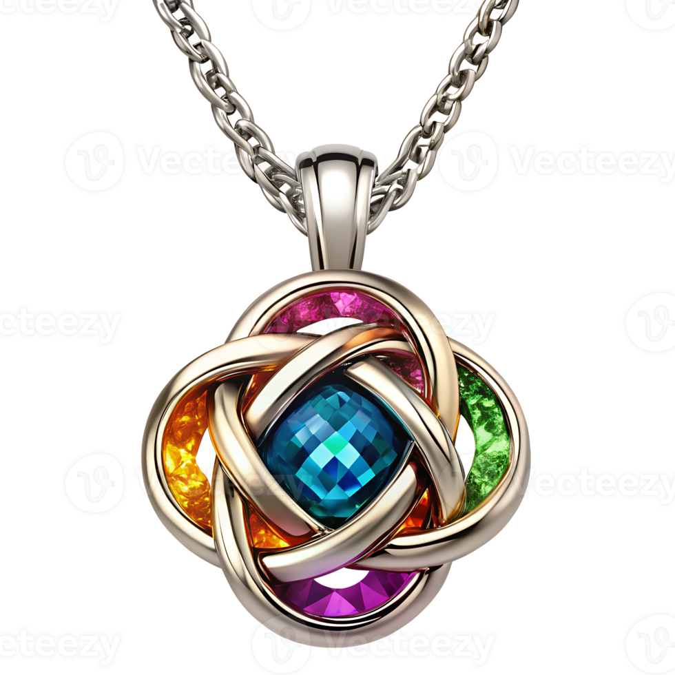 Colorful Abstract Knot Pendant Necklace png