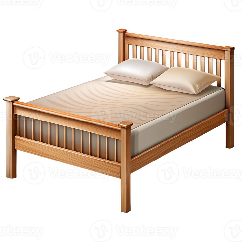 Rustic Wooden Bed Frame Illustration png