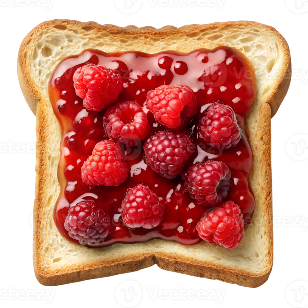 Delicious Toast with Fresh Raspberries and Honey png
