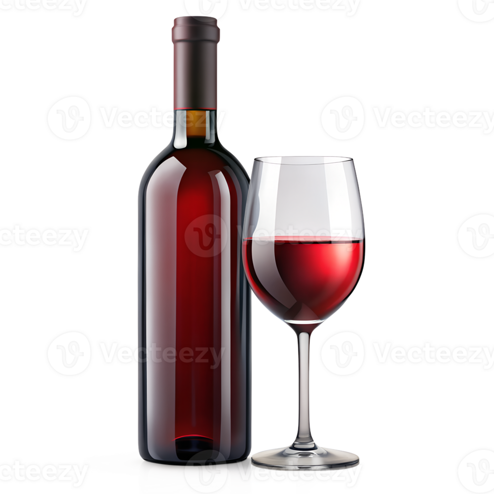 Elegant Bottle with Red Wine Illustration png