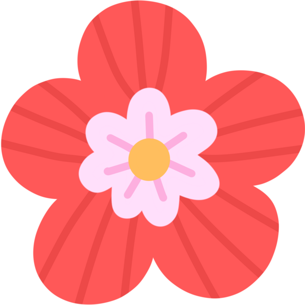pinkish red flower cartoon style png