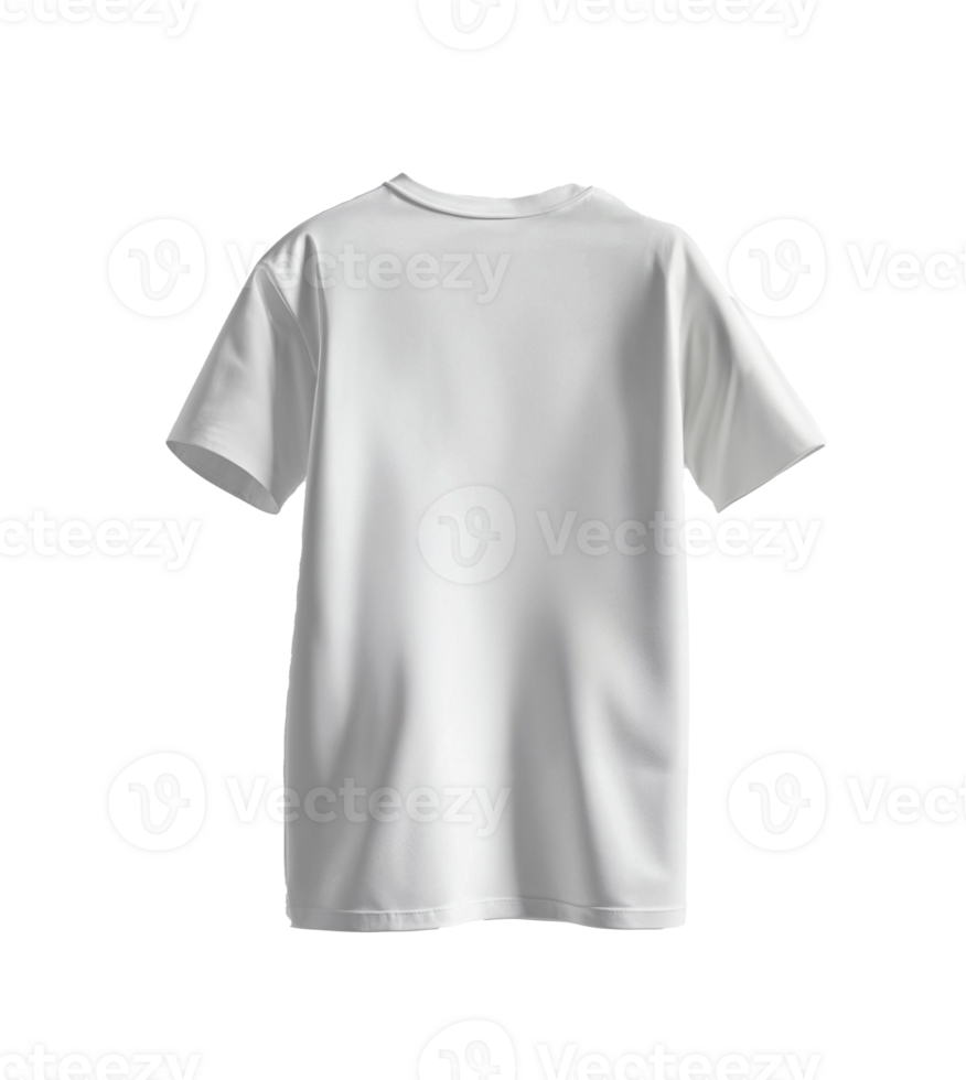 Rear view of a plain white short sleeve t shirt png
