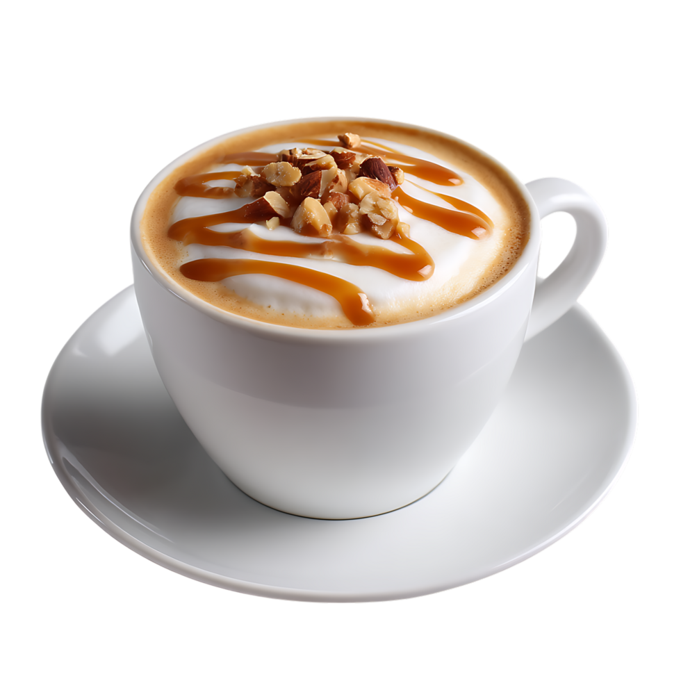 Caramel Nut Cappuccino Coffee against transparent background png