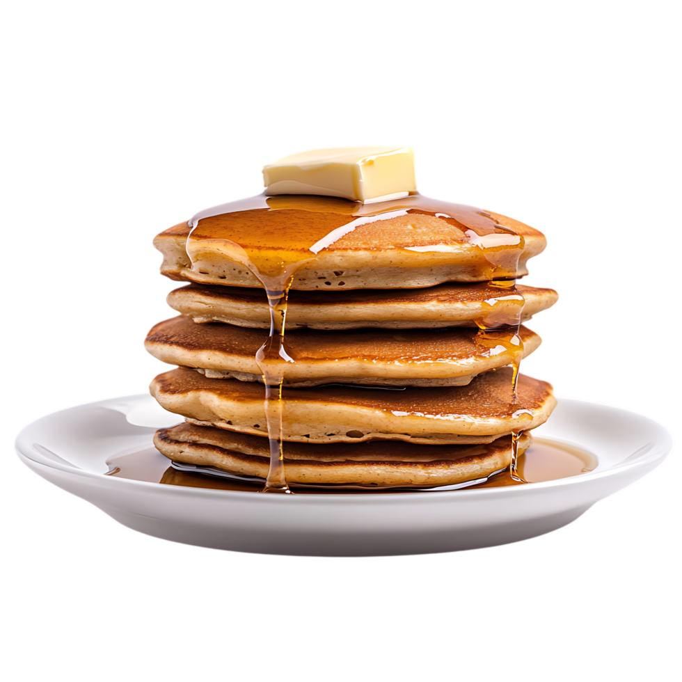 Delicious Buttery Pancakes A Stack of Golden Brown Flapjacks Drizzled with Syrup isolated on transparent background png