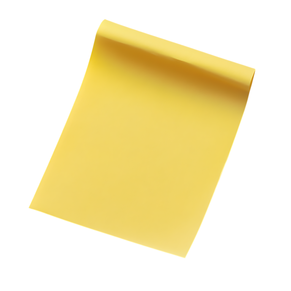 Blank Yellow Note Pad Perfect for Writing Planning and NoteTaking isolated on transparent background png