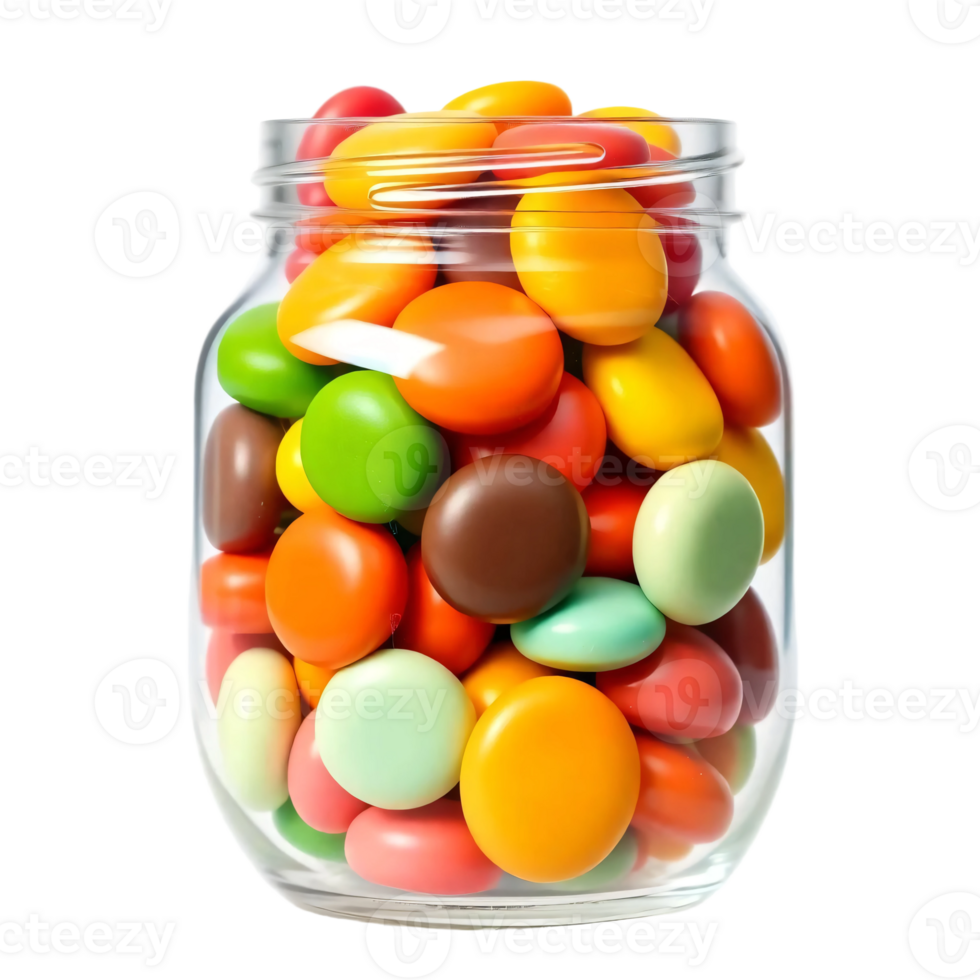 A jar filled with colorful candy png