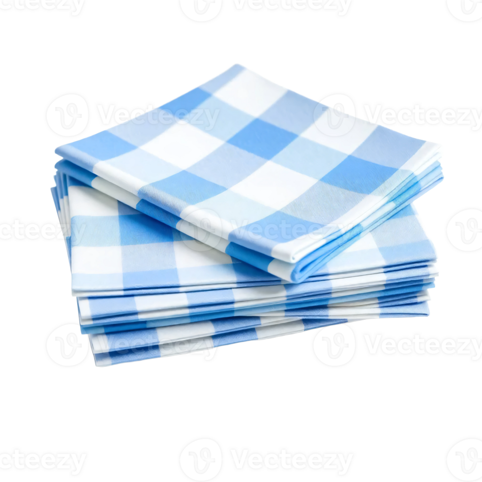 Blue and white checkered napkins png