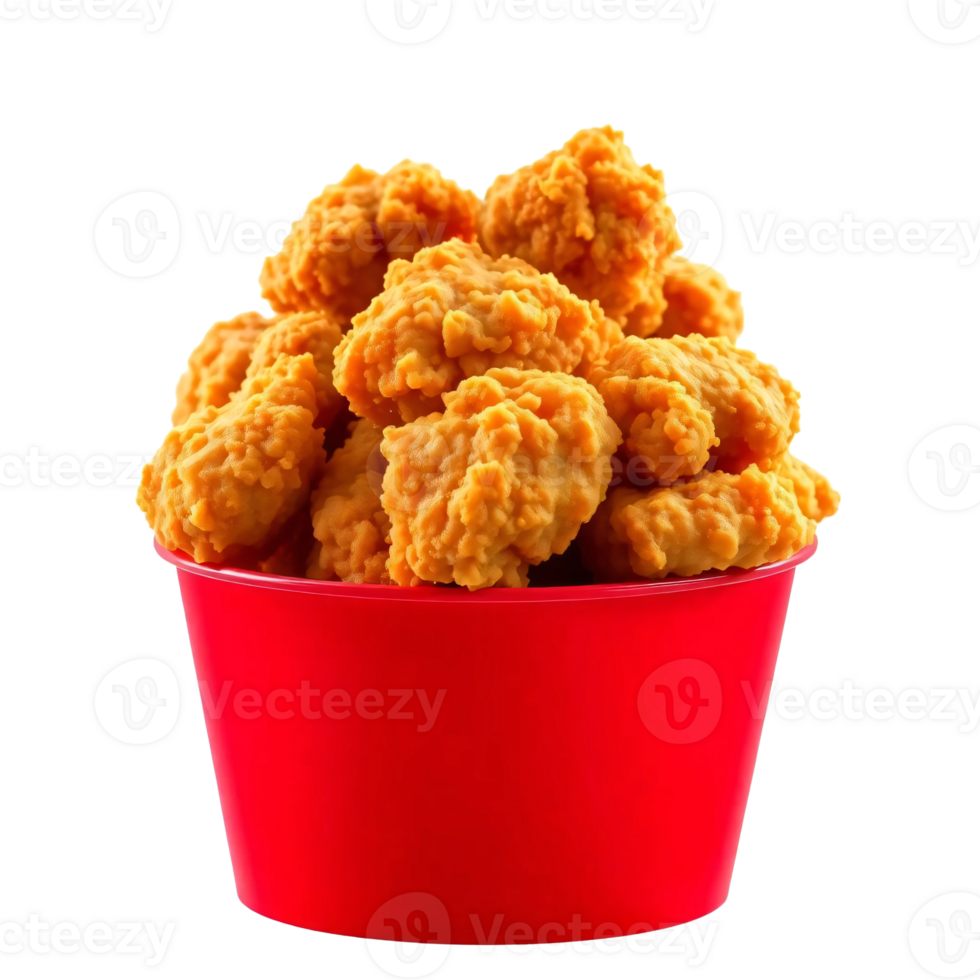 A red bucket filled with chicken nuggets png