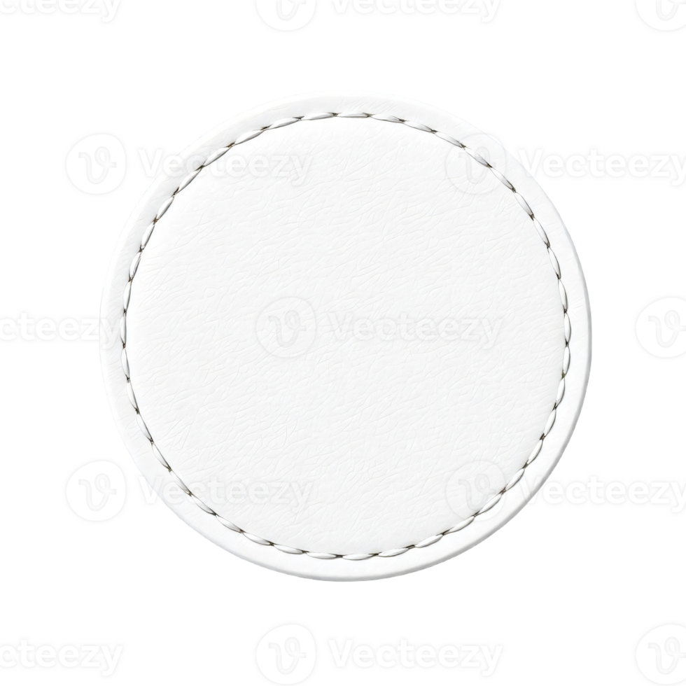 A white round coaster with stitching on the edge png
