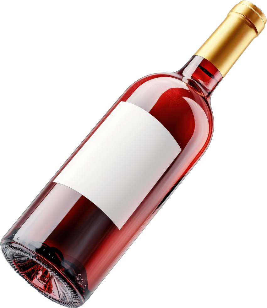 Red Wine Bottle Mockup with Blank Label png