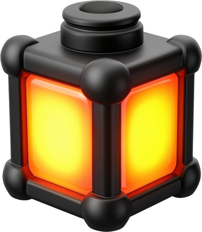 3D Illuminated Cubic Lantern Design png