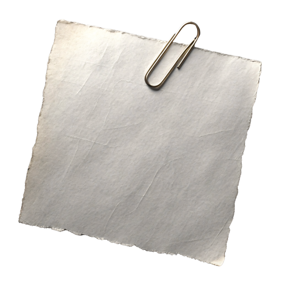 Aged Paper Texture with Metal Paperclip Vintage Note Background png