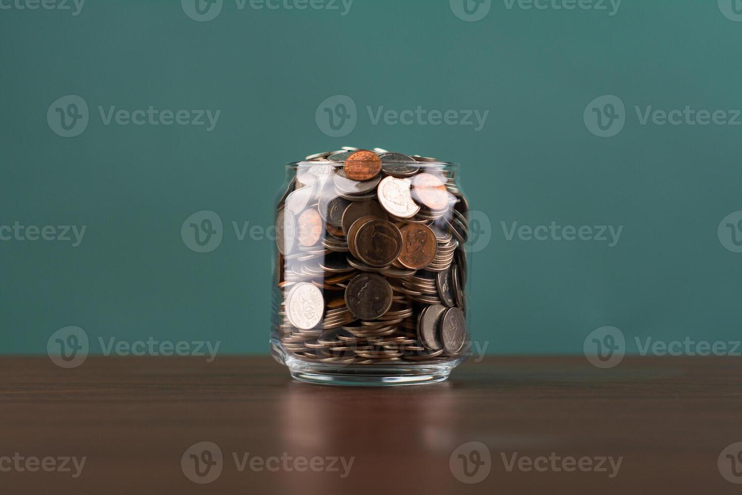 Saving Coins in Glass Bottles, Money, Financial Planning and Investment, Creating Financial Security photo