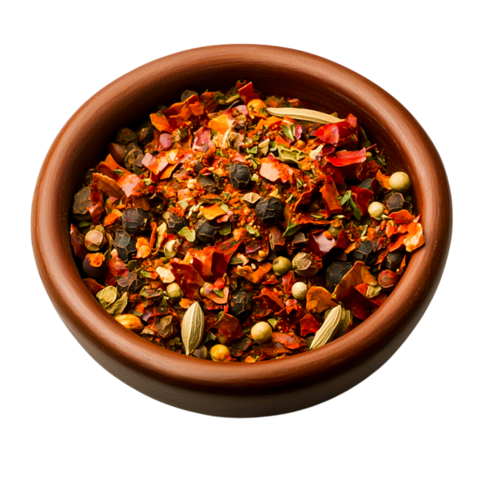 Colorful Blend of Aromatic Spices in a Brown Bowl for Culinary Inspiration png