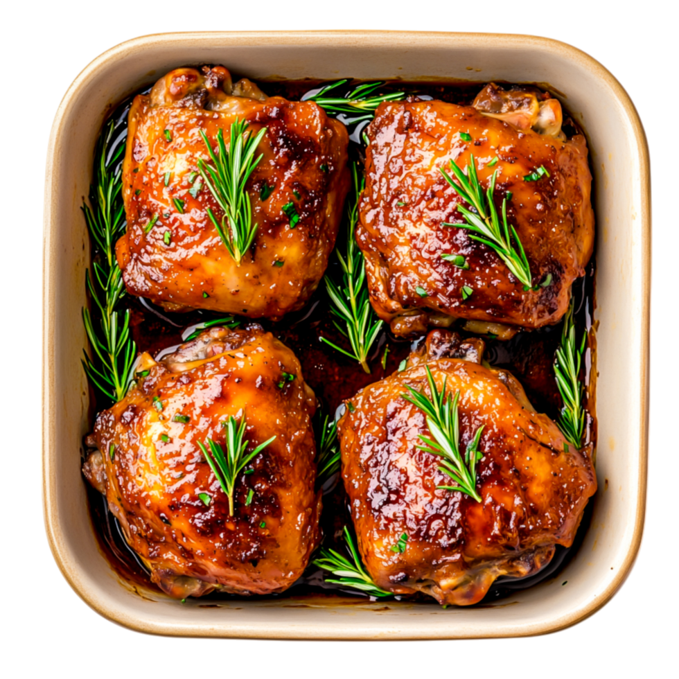 Juicy Baked Chicken Thighs with Rosemary in a Rich Glaze png